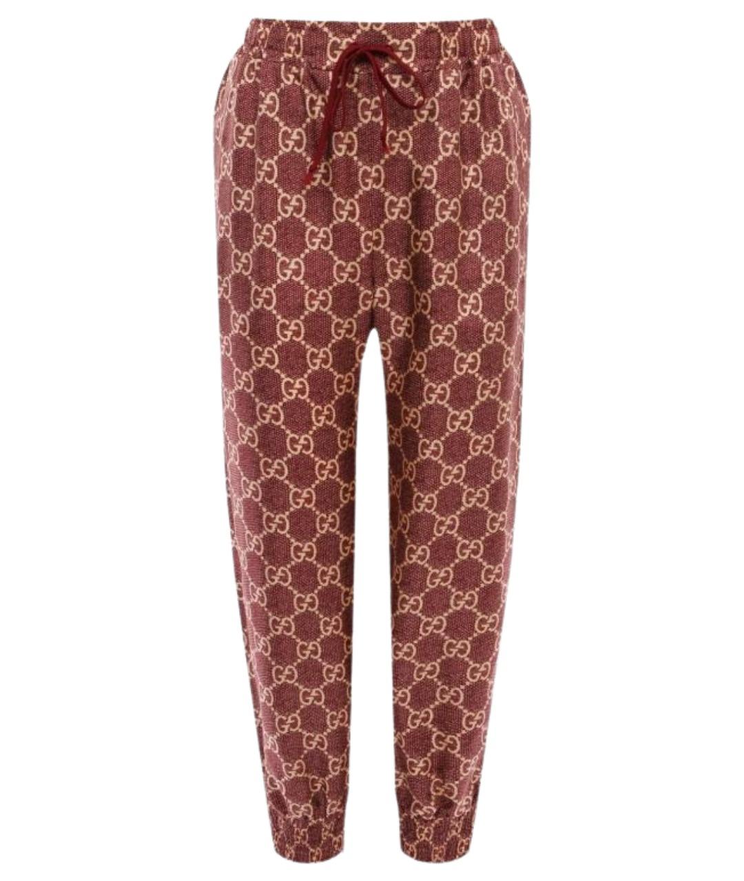 GUCCI Бордовые шелковые брюки широкие, фото 1