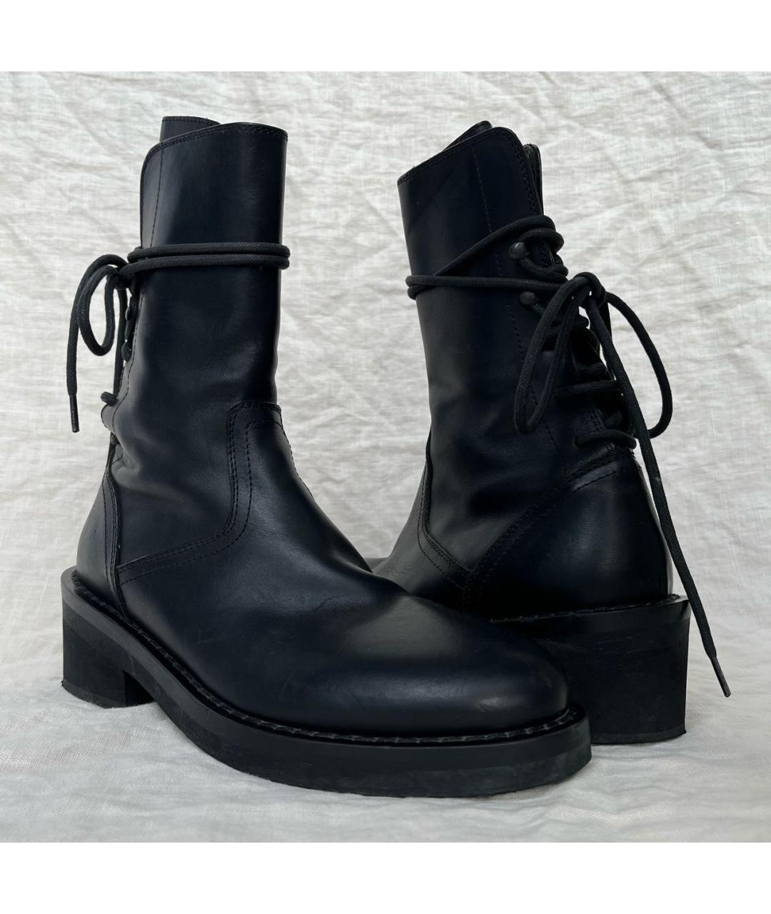 ANN DEMEULEMEESTER Черные кожаные ботинки, фото 2