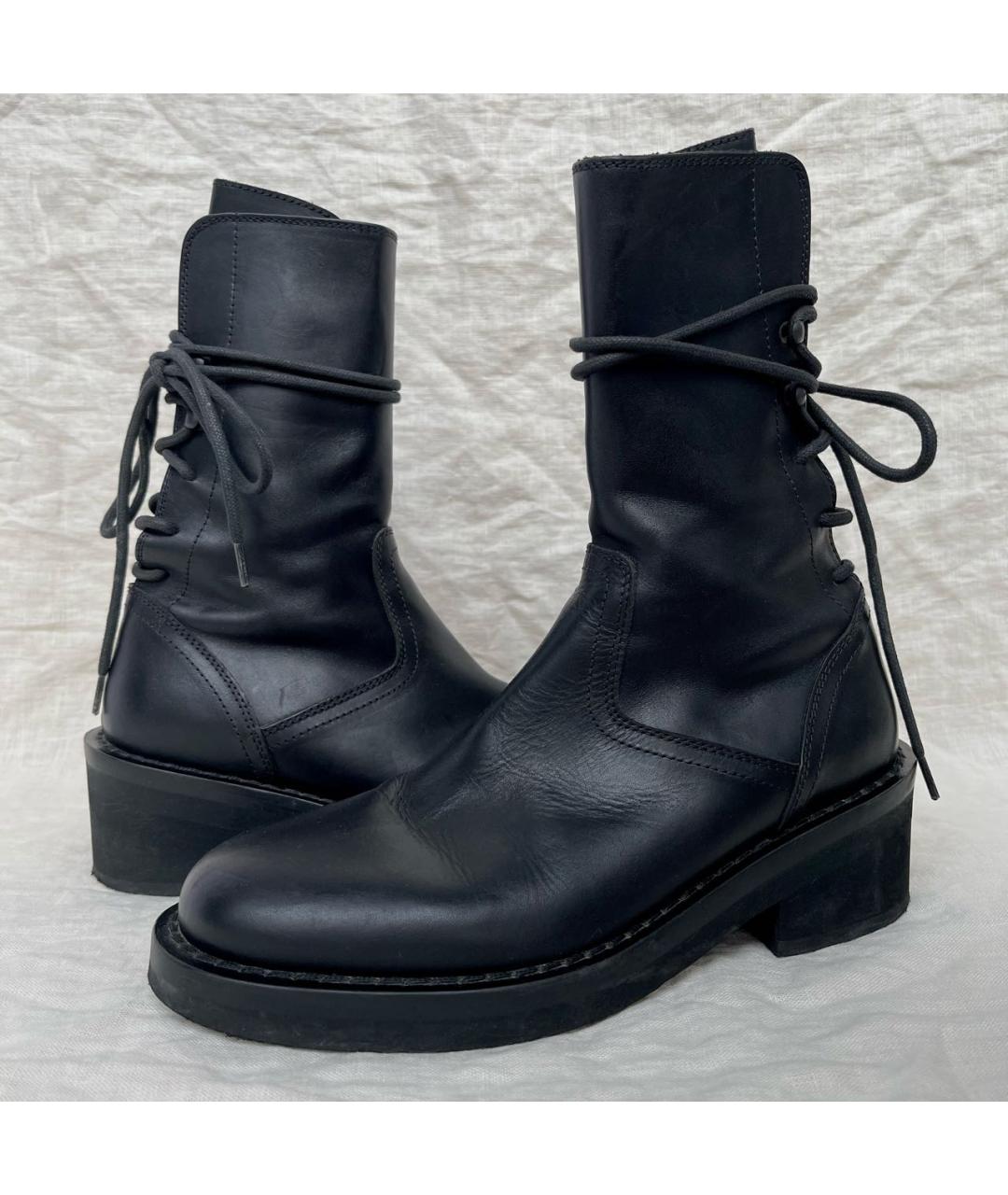 ANN DEMEULEMEESTER Черные кожаные ботинки, фото 3