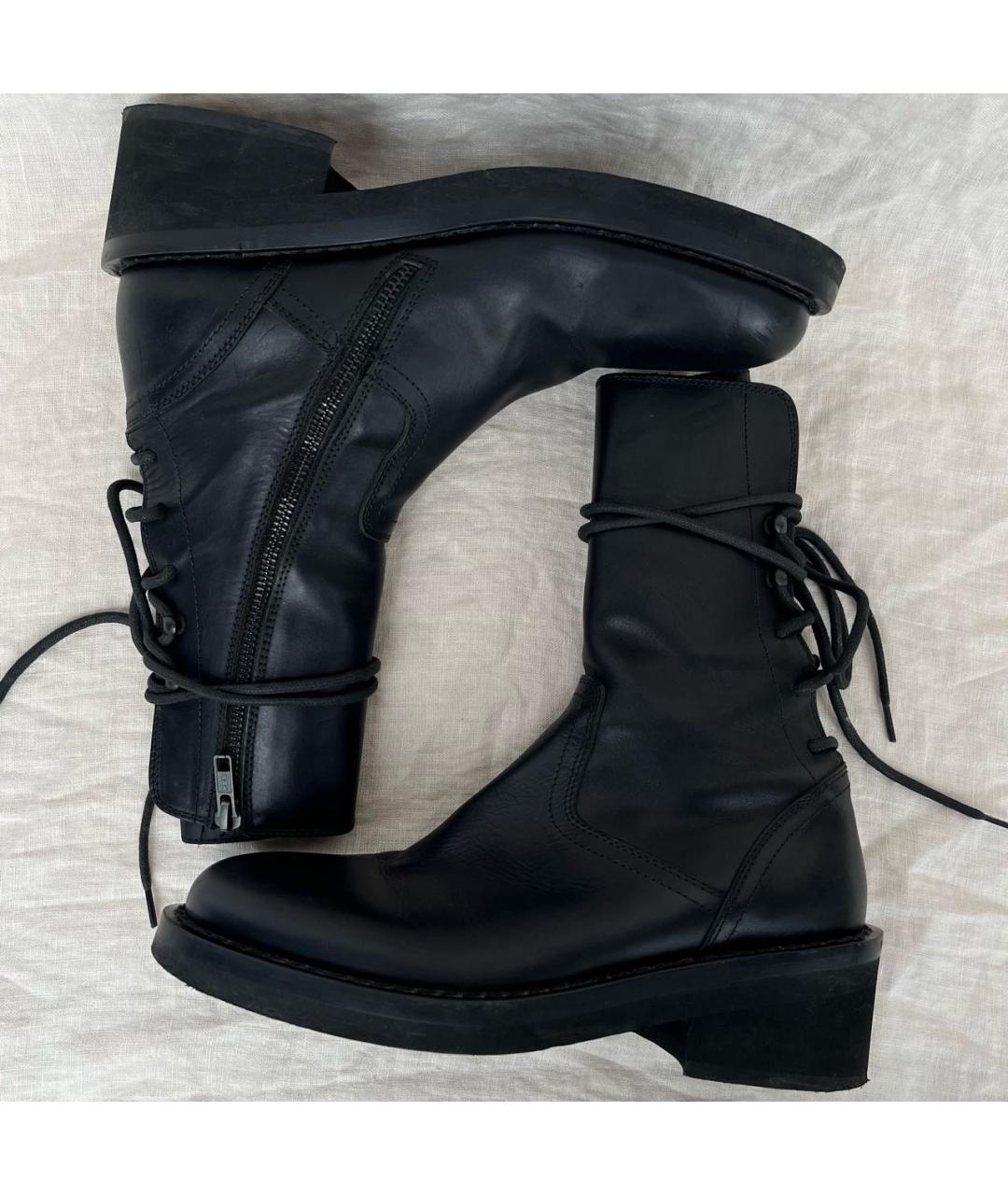 ANN DEMEULEMEESTER Черные кожаные ботинки, фото 6