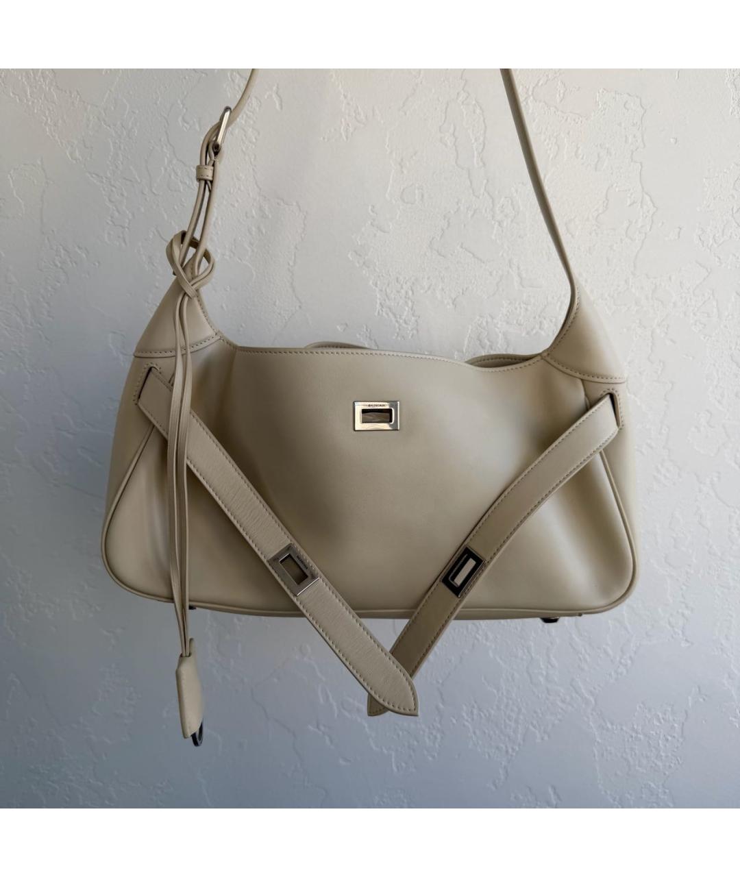 BALENCIAGA Бежевая кожаная сумка тоут, фото 2