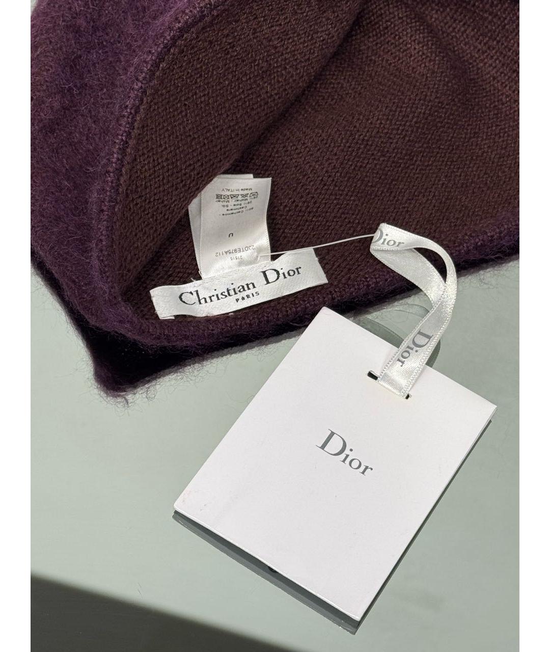 CHRISTIAN DIOR Бордовая кашемировая шапка, фото 8