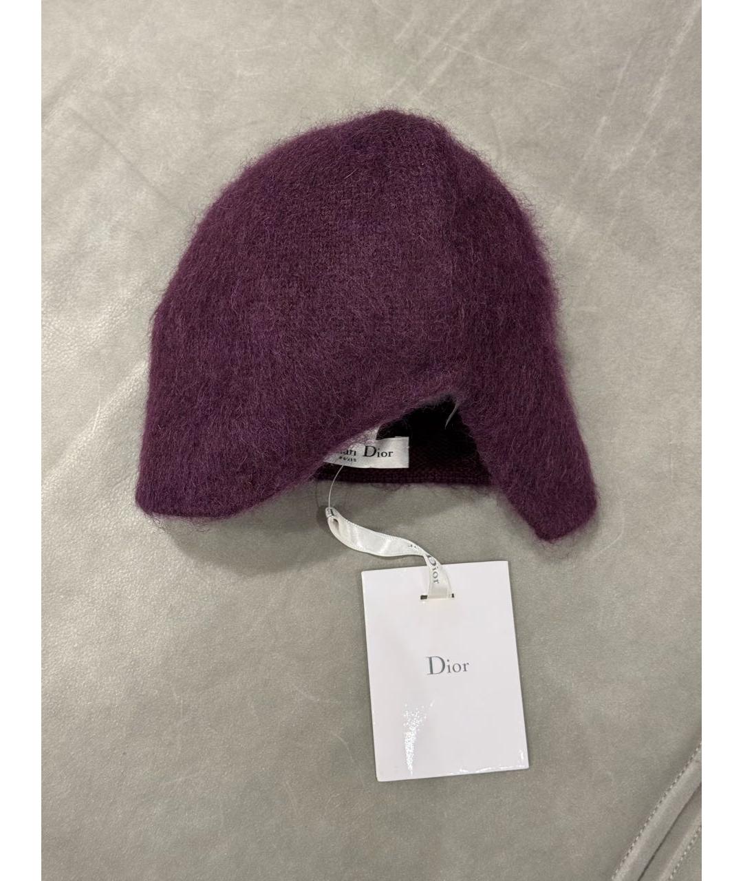 CHRISTIAN DIOR Бордовая кашемировая шапка, фото 4
