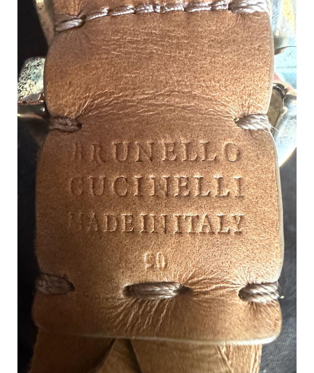 BRUNELLO CUCINELLI Коричневый замшевый ремень, фото 4