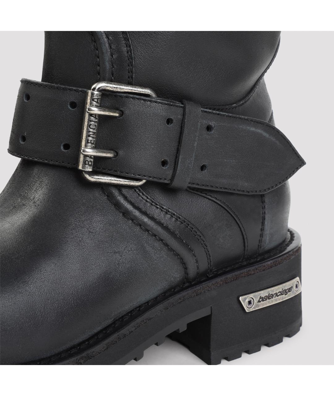 BALENCIAGA Черные кожаные высокие ботинки, фото 4