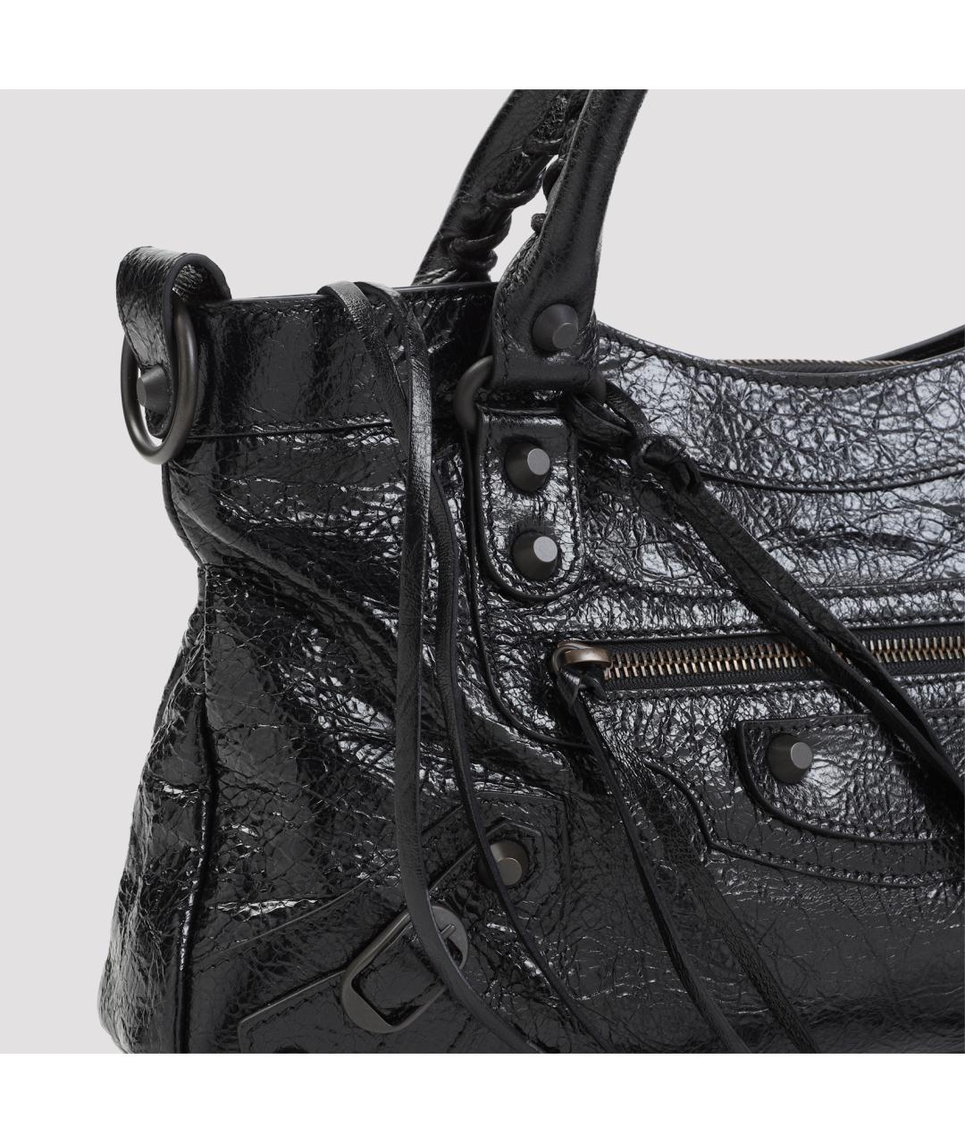 BALENCIAGA Черная кожаная сумка тоут, фото 3