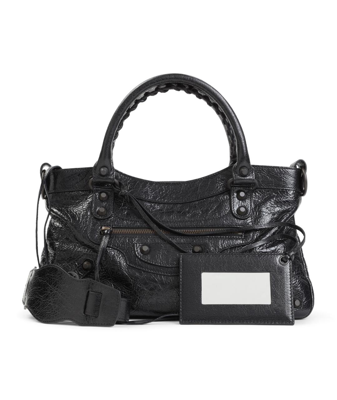 BALENCIAGA Черная кожаная сумка тоут, фото 1