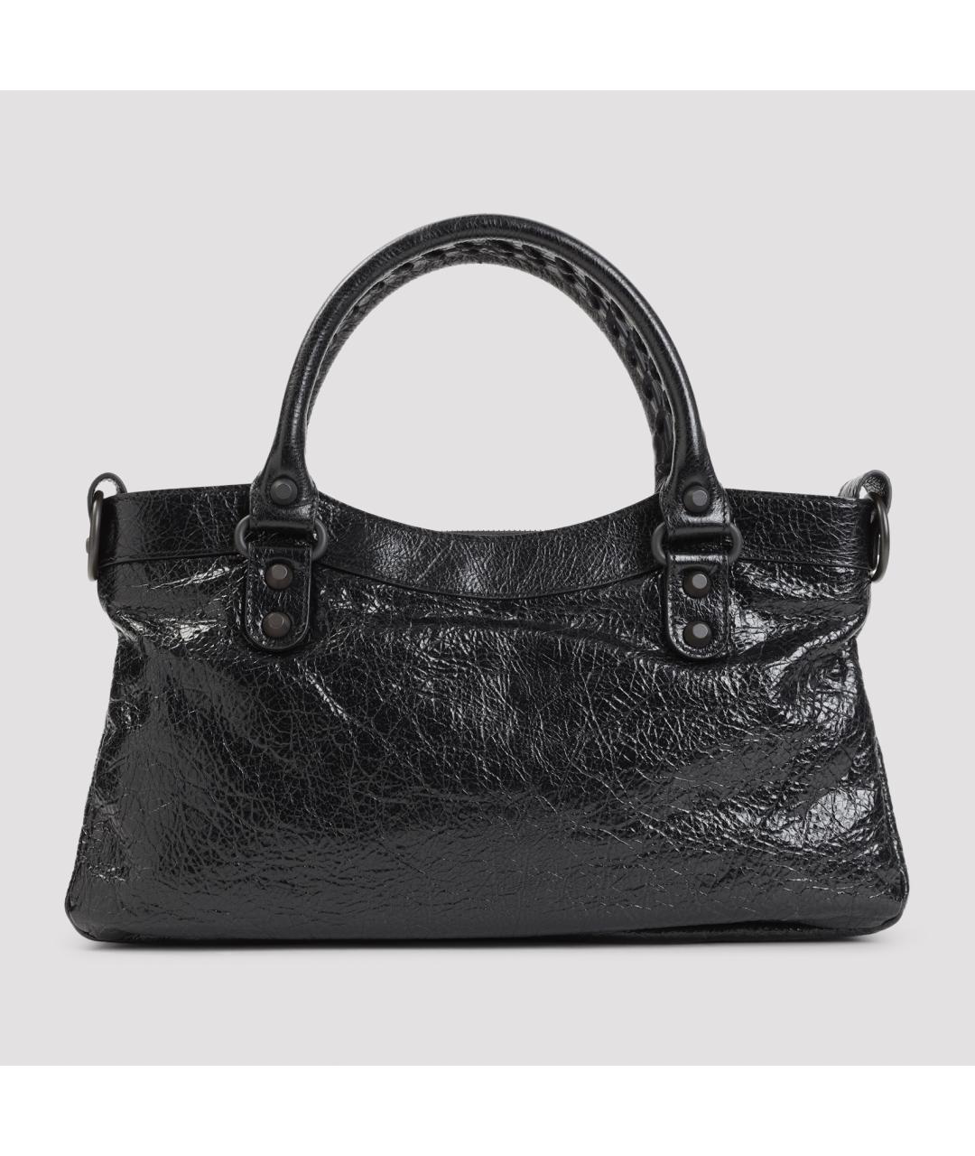 BALENCIAGA Черная кожаная сумка тоут, фото 2