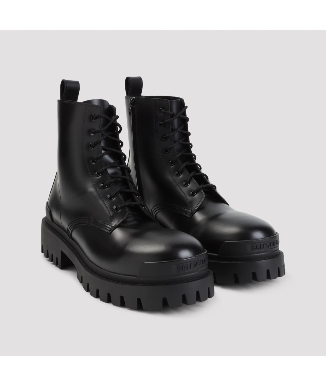 BALENCIAGA Черные кожаные высокие ботинки, фото 3