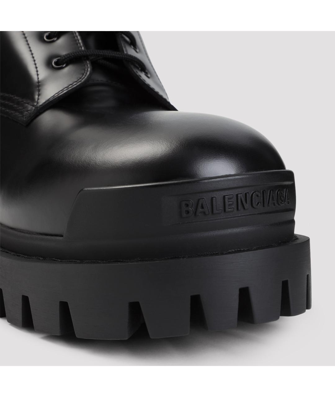 BALENCIAGA Черные кожаные высокие ботинки, фото 4