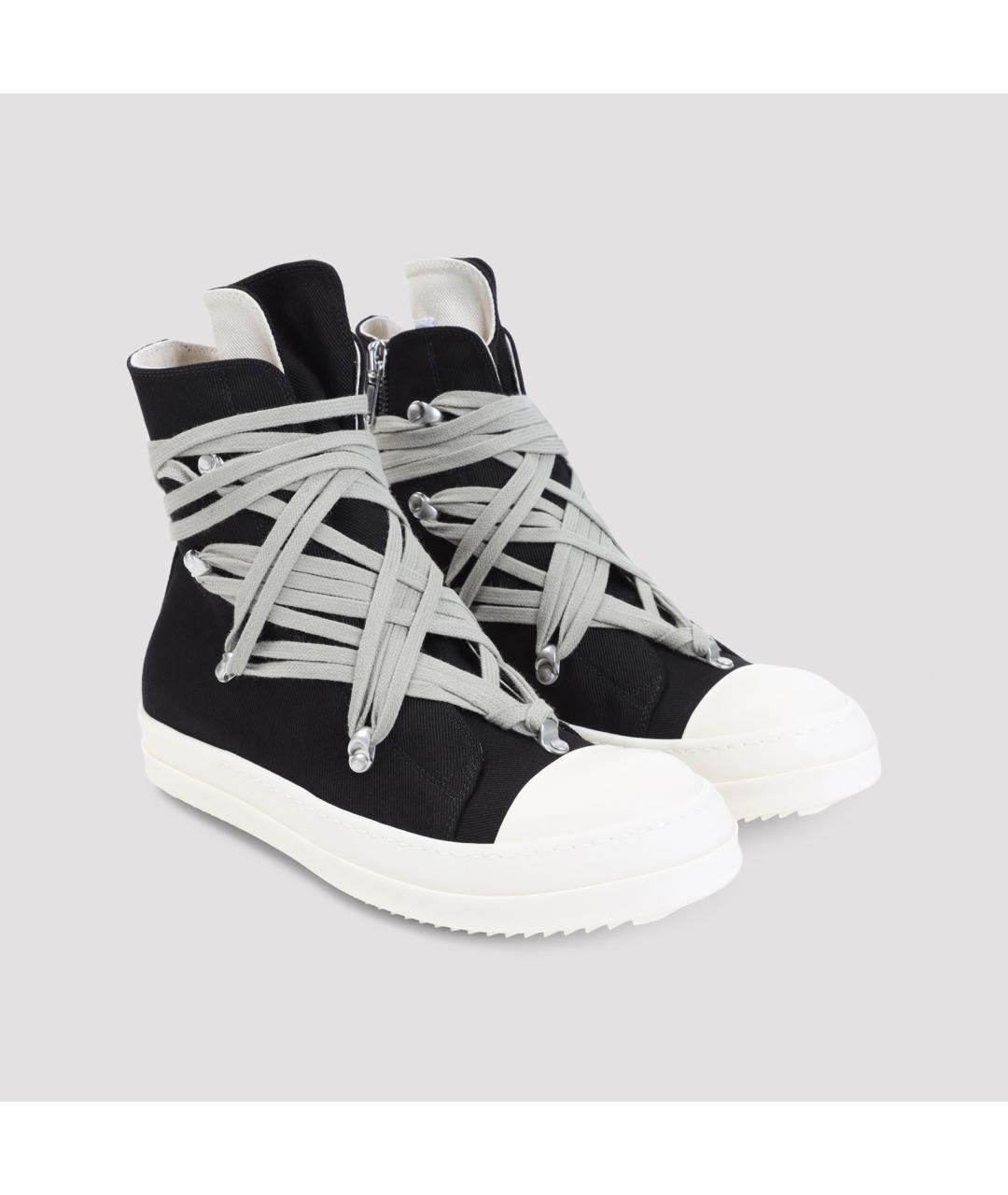 RICK OWENS DRKSHDW Черные текстильные высокие кроссовки / кеды, фото 3