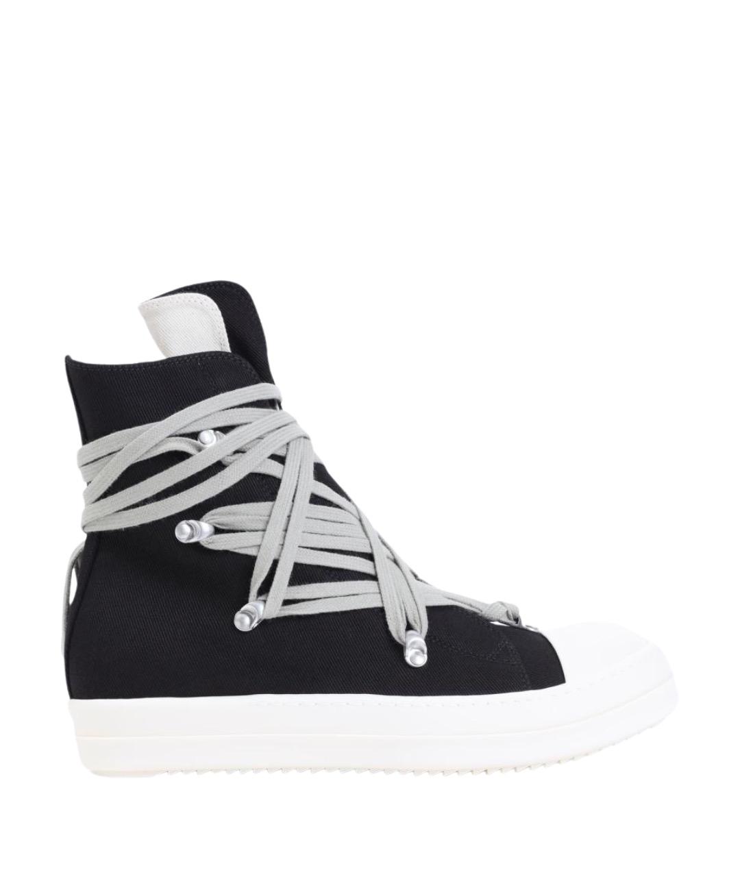 RICK OWENS DRKSHDW Черные текстильные высокие кроссовки / кеды, фото 1