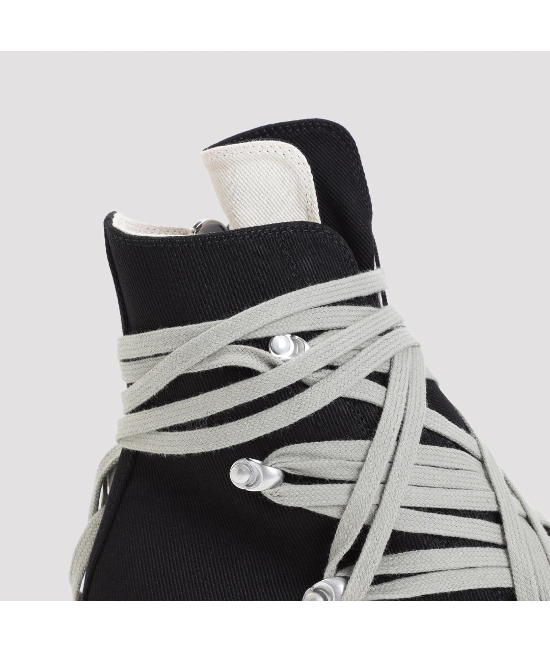 RICK OWENS DRKSHDW Черные текстильные высокие кроссовки / кеды, фото 5