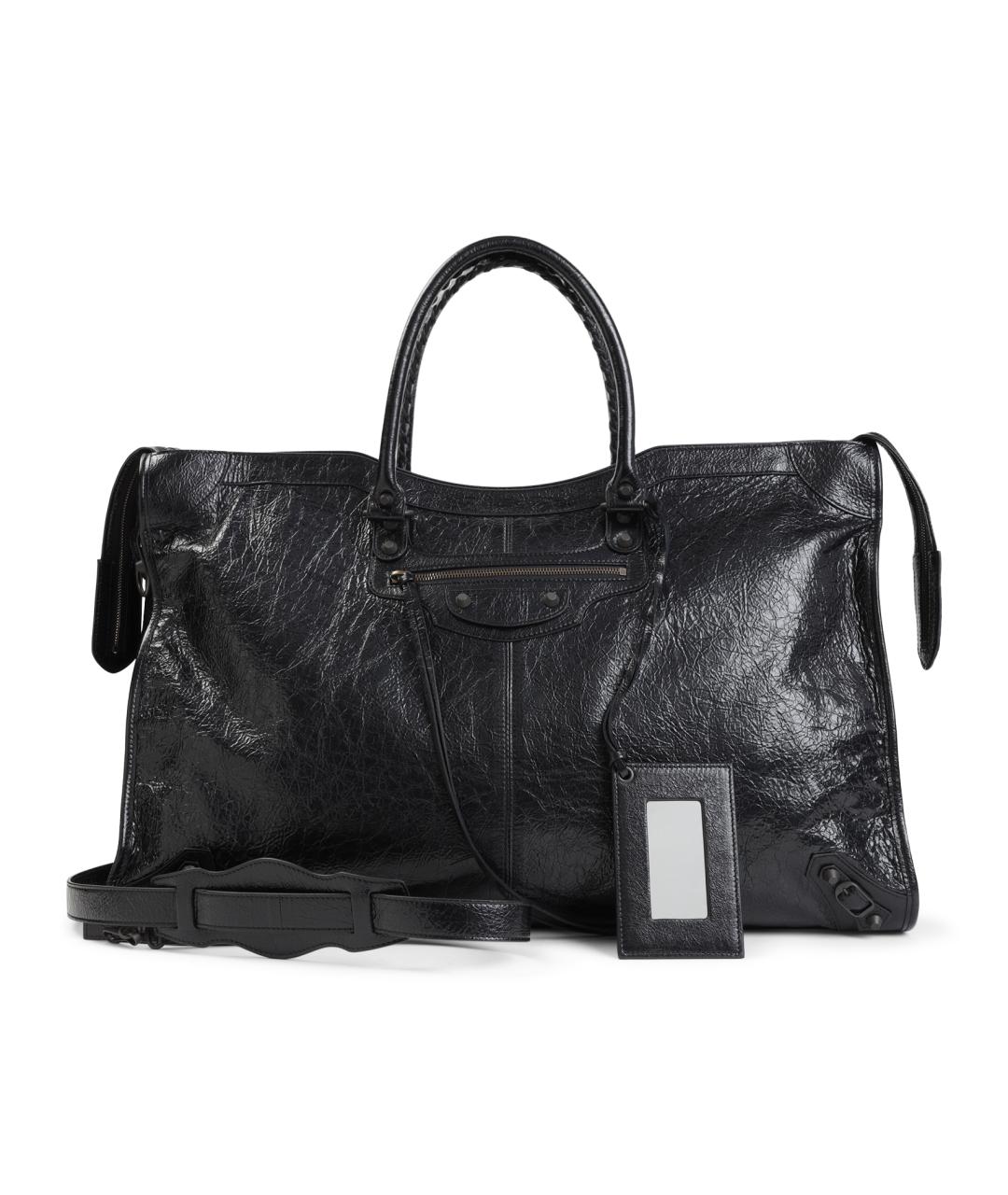 BALENCIAGA Черная кожаная сумка тоут, фото 1