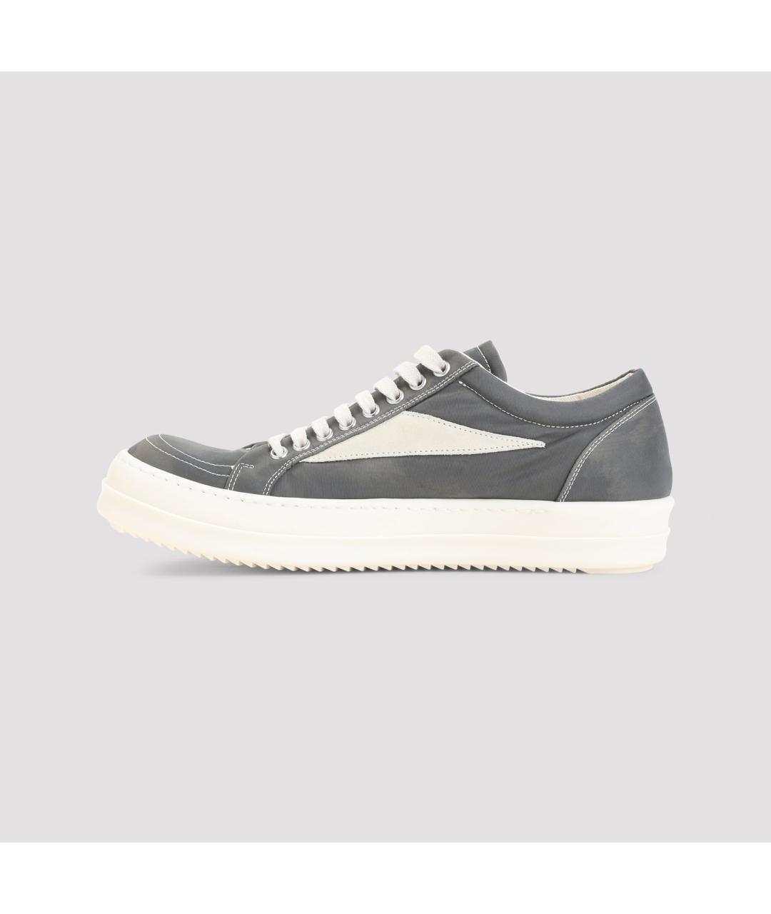 RICK OWENS DRKSHDW Серые текстильные низкие кроссовки / кеды, фото 2
