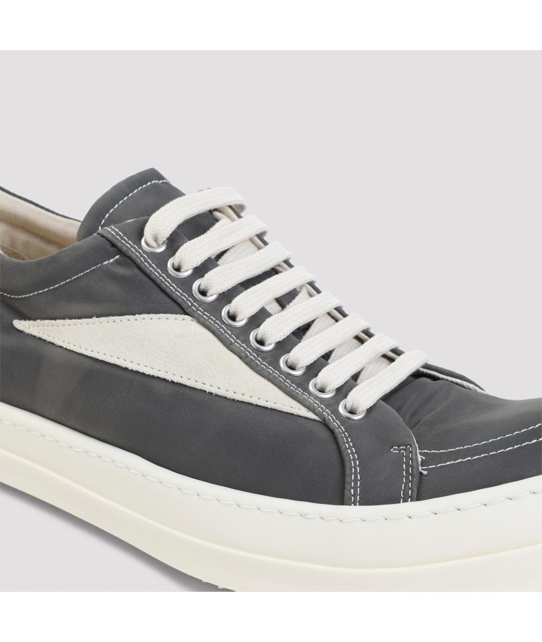 RICK OWENS DRKSHDW Серые текстильные низкие кроссовки / кеды, фото 4