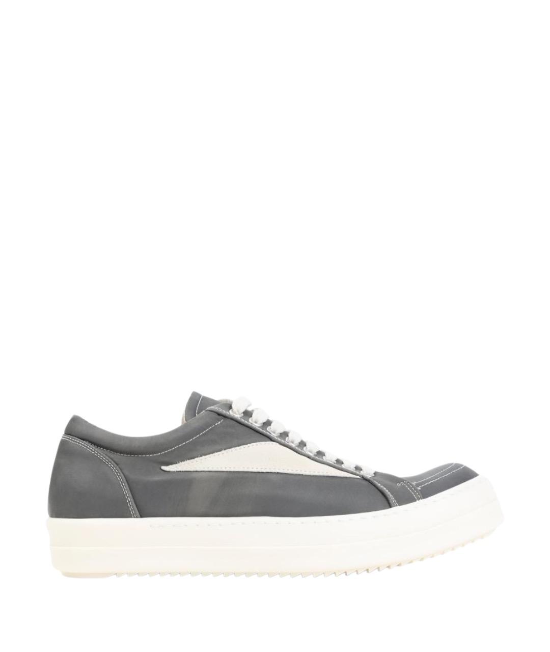 RICK OWENS DRKSHDW Серые текстильные низкие кроссовки / кеды, фото 1