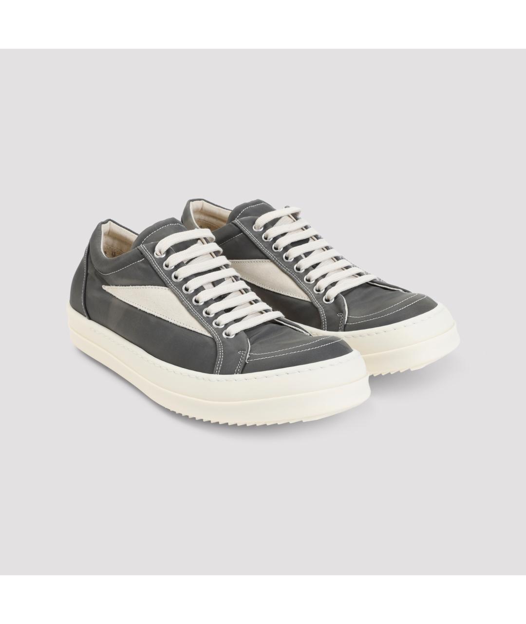 RICK OWENS DRKSHDW Серые текстильные низкие кроссовки / кеды, фото 3