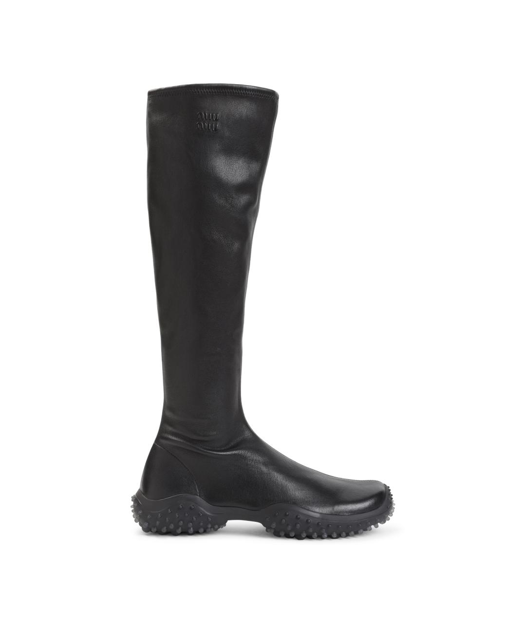 MIU MIU Черные кожаные сапоги, фото 1