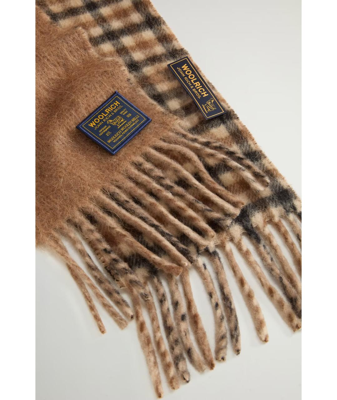 WOOLRICH Коричневый шерстяной шарф, фото 4