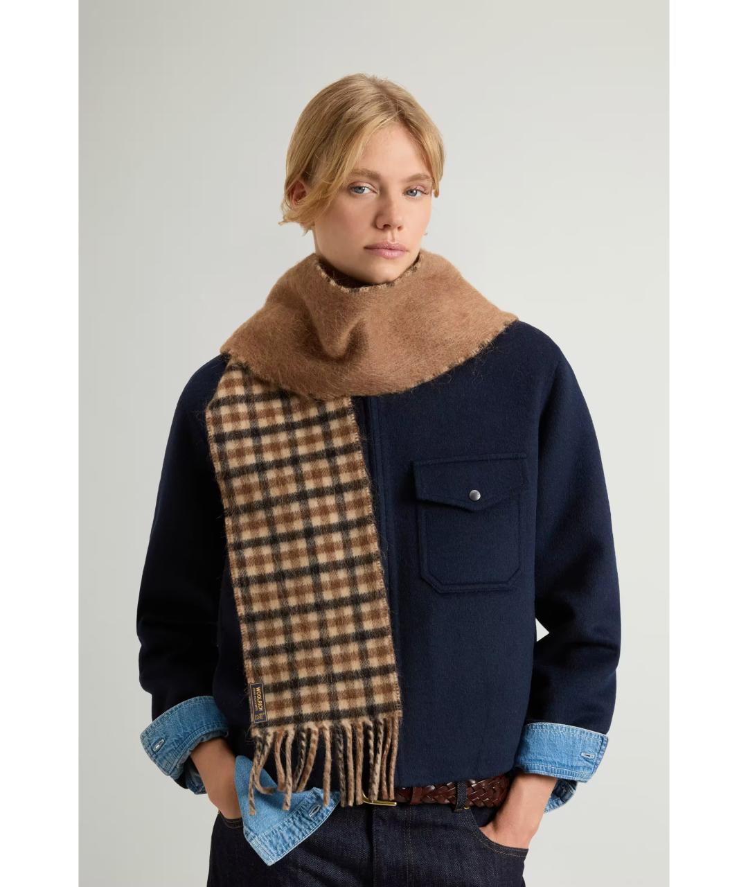 WOOLRICH Коричневый шерстяной шарф, фото 2