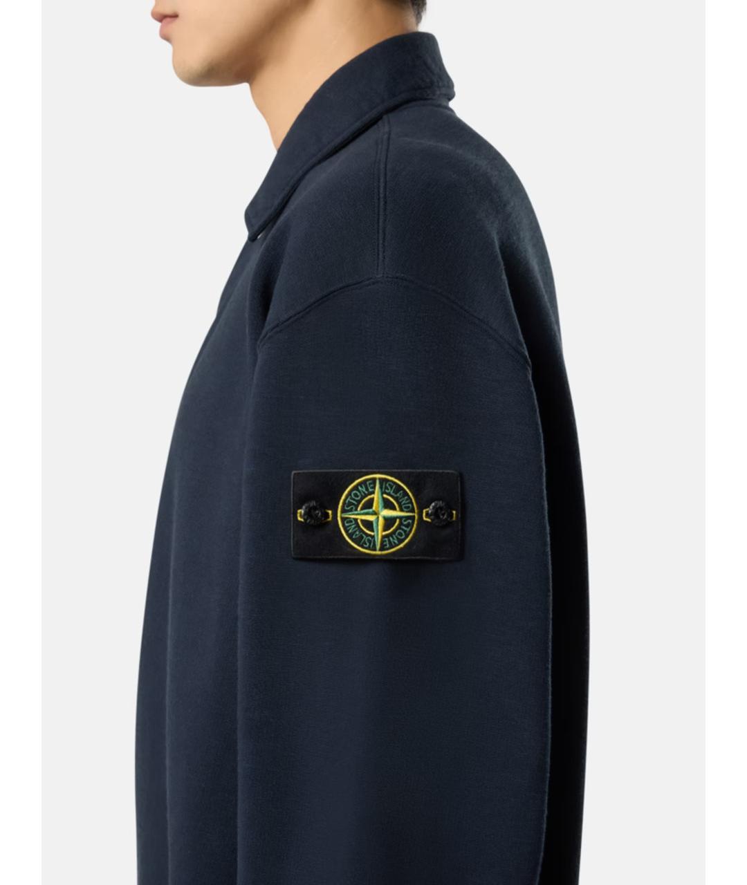 STONE ISLAND Синее хлопковое поло с длинным рукавом, фото 3