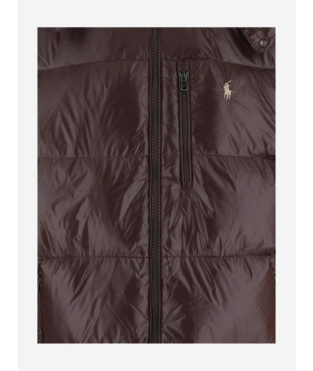 POLO RALPH LAUREN Коричневый полиамидовый пуховик, фото 3