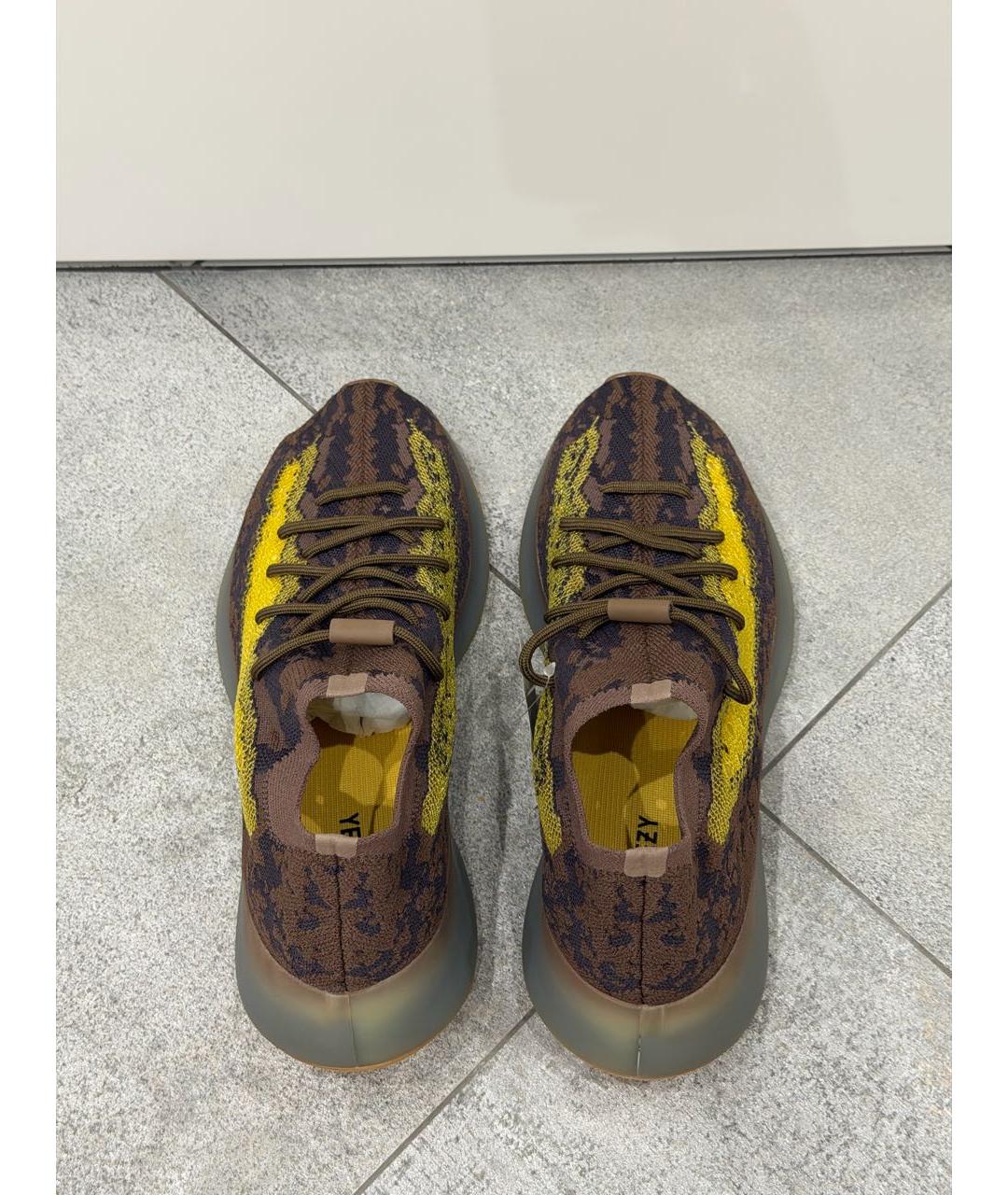 YEEZY Коричневые текстильные низкие кроссовки / кеды, фото 3
