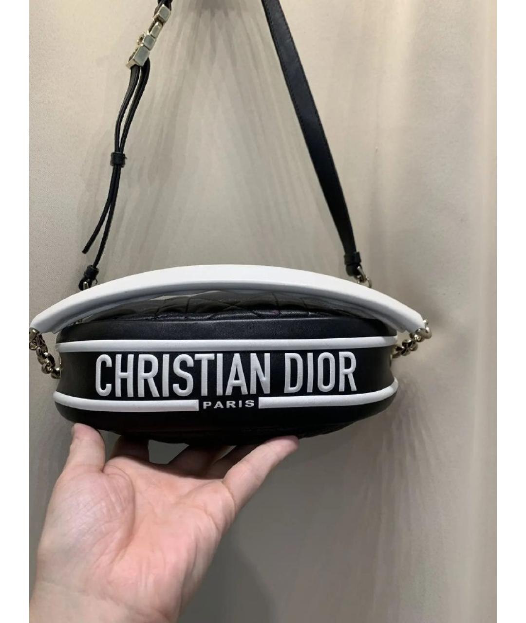 CHRISTIAN DIOR Черная кожаная сумка через плечо, фото 4