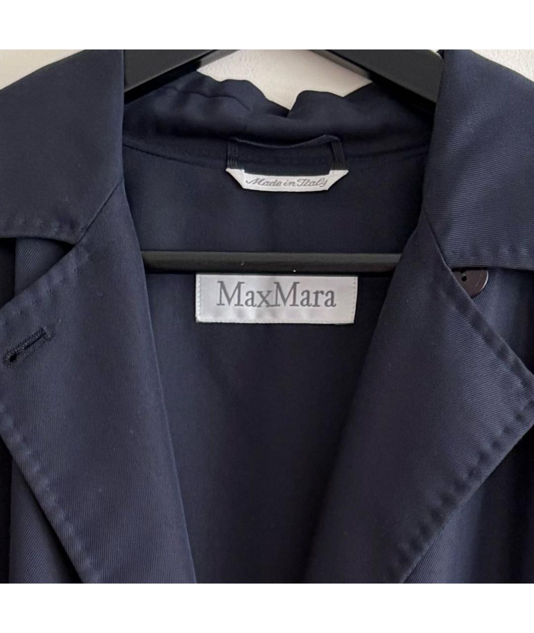 MAX MARA Темно-синий модальный тренч/плащ, фото 4
