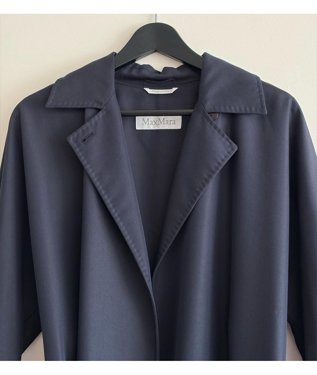 MAX MARA Темно-синий модальный тренч/плащ, фото 3