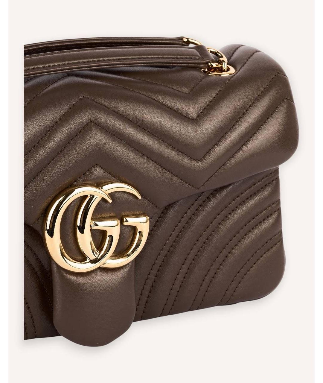GUCCI Коричневая кожаная сумка через плечо, фото 4