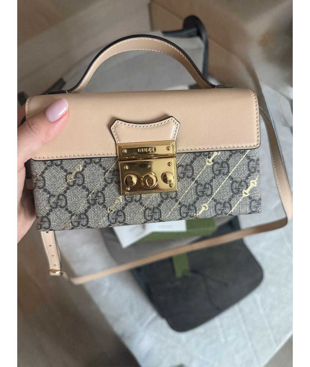 GUCCI Бежевая сумка через плечо из канвы, фото 2