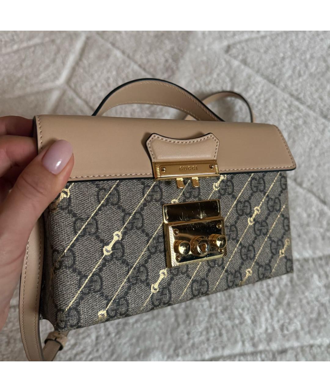 GUCCI Бежевая сумка через плечо из канвы, фото 4