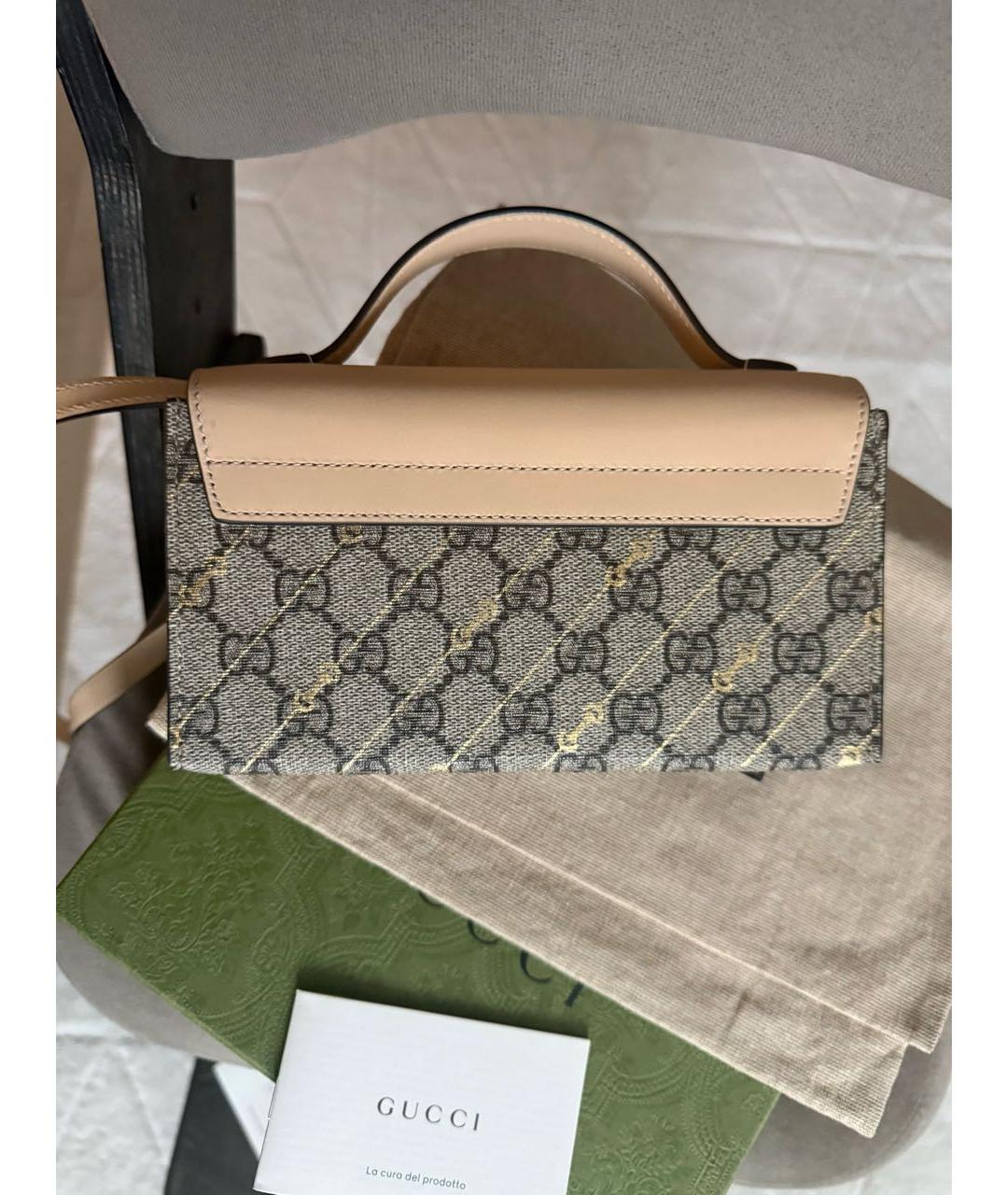 GUCCI Бежевая сумка через плечо из канвы, фото 3