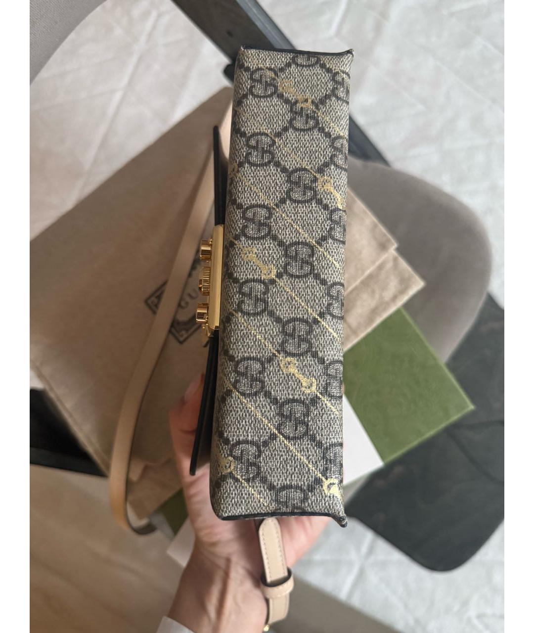 GUCCI Бежевая сумка через плечо из канвы, фото 7