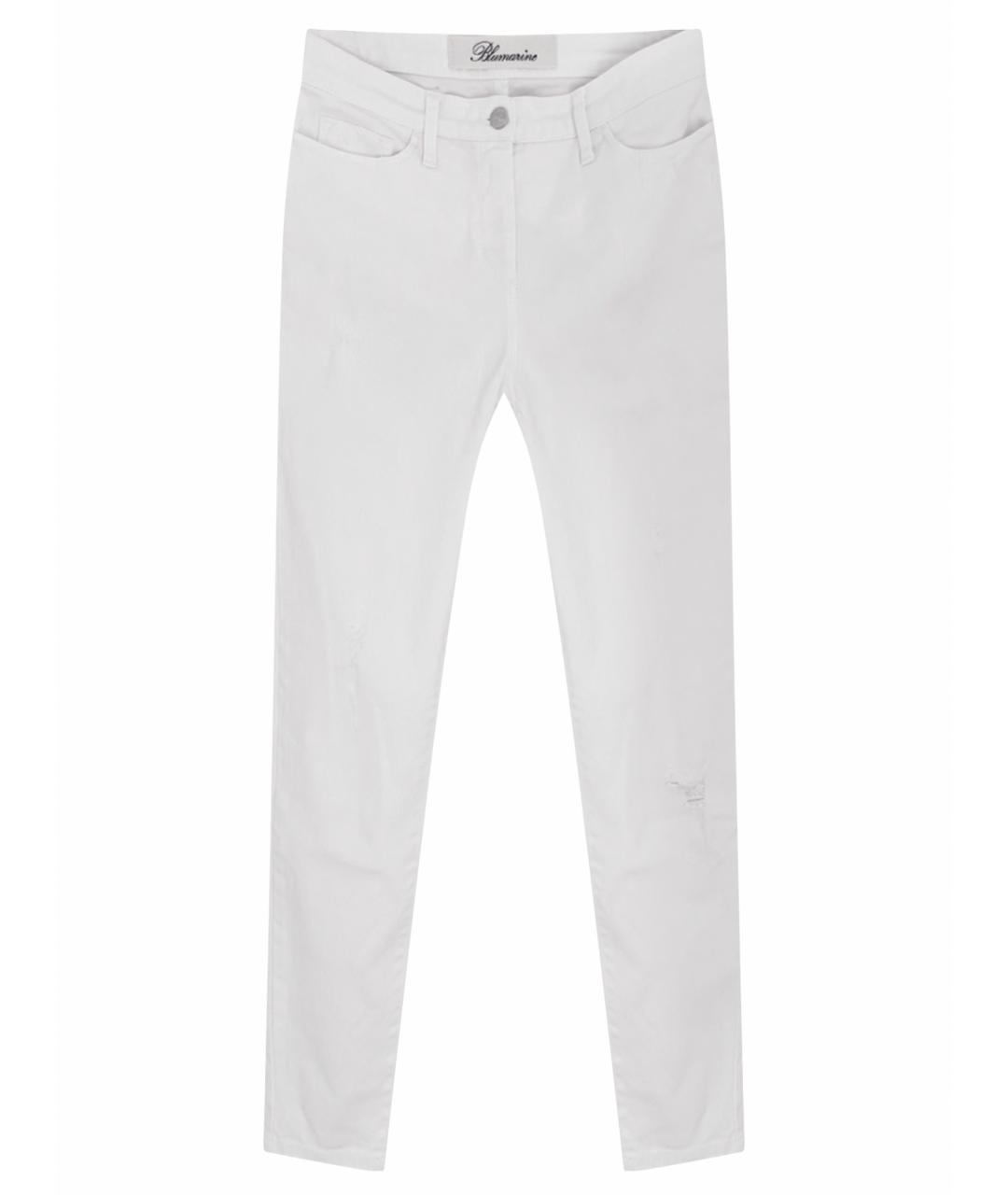 BLUMARINE Белые хлопковые джинсы слим, фото 1