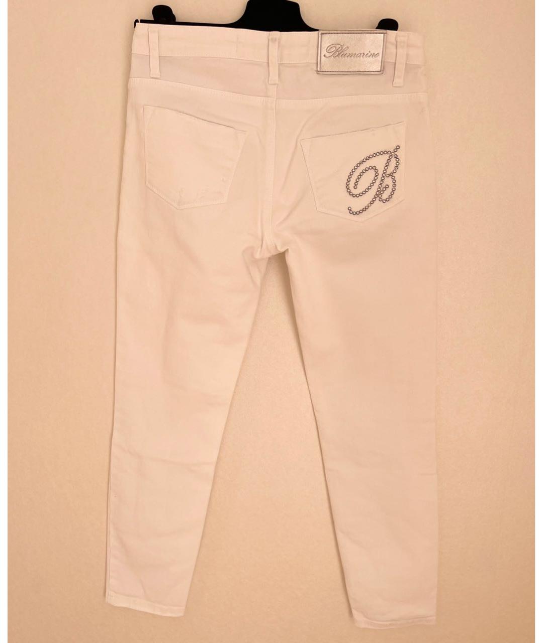 BLUMARINE Белые хлопковые джинсы слим, фото 2