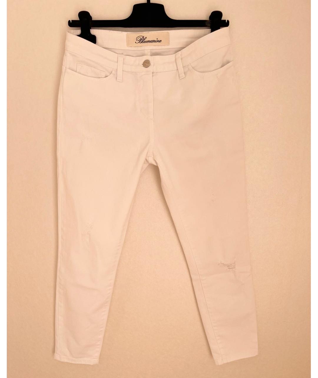 BLUMARINE Белые хлопковые джинсы слим, фото 9