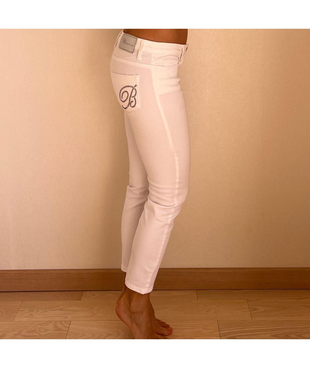 BLUMARINE Белые хлопковые джинсы слим, фото 8