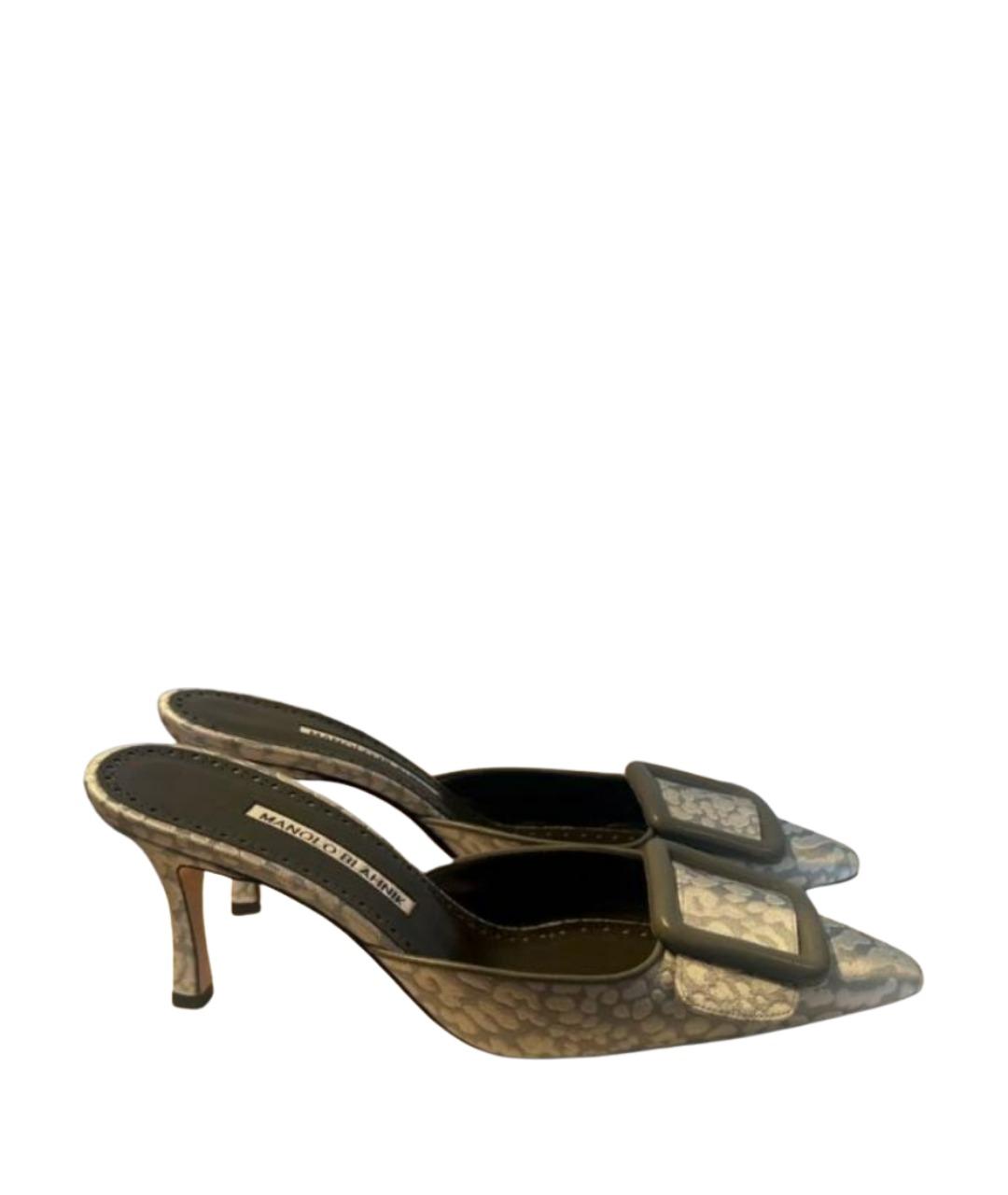 MANOLO BLAHNIK Серые текстильные мюли, фото 1