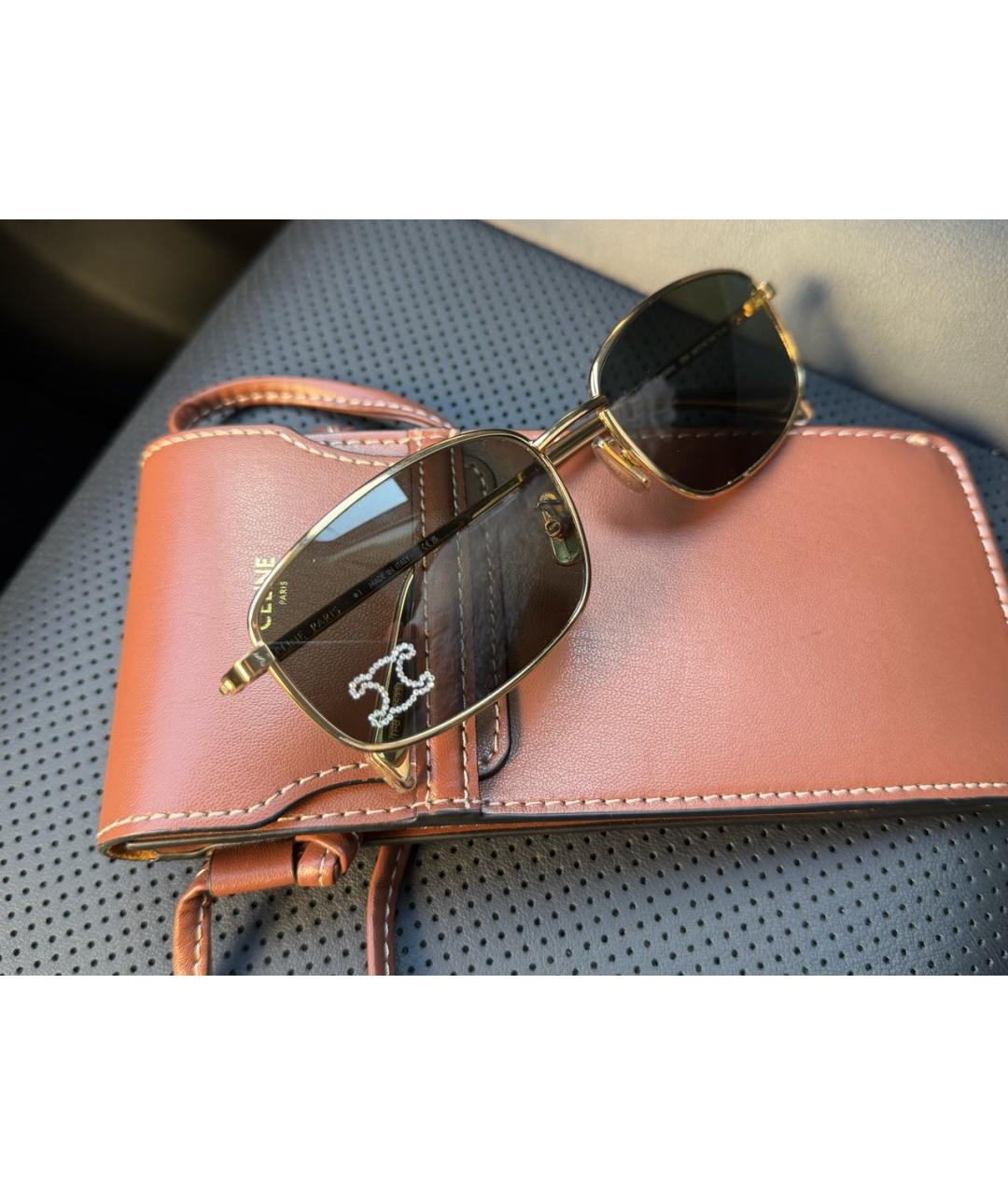 CELINE Коричневые металлические солнцезащитные очки, фото 3
