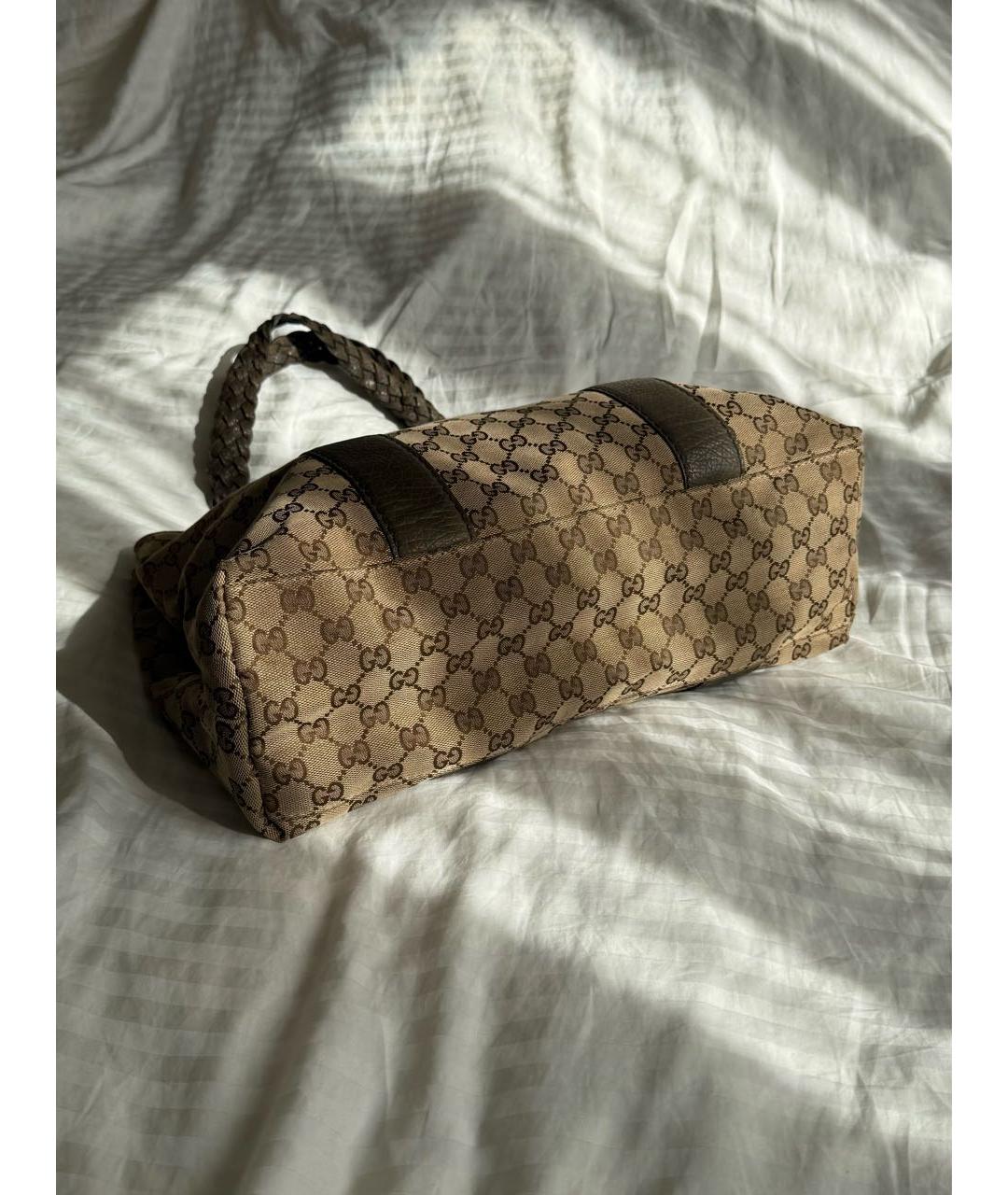 GUCCI Коричневая тканевая сумка тоут, фото 8