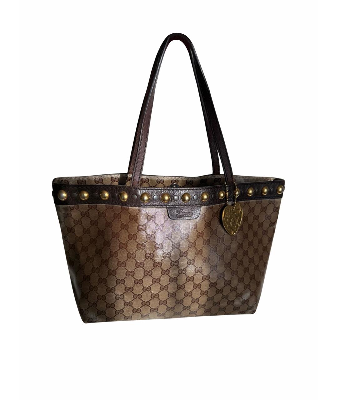 GUCCI Коричневая тканевая сумка тоут, фото 1