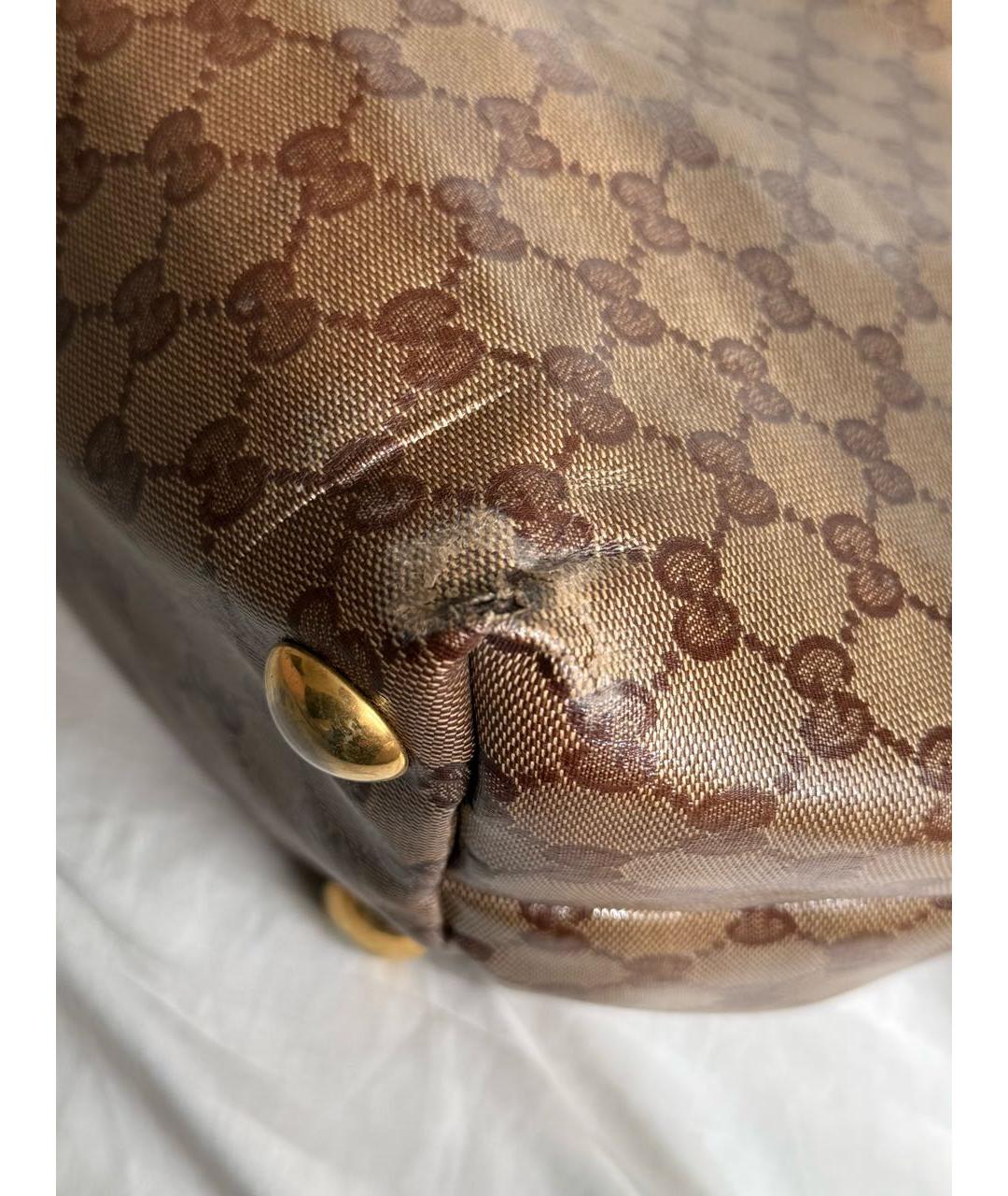 GUCCI Коричневая тканевая сумка тоут, фото 7