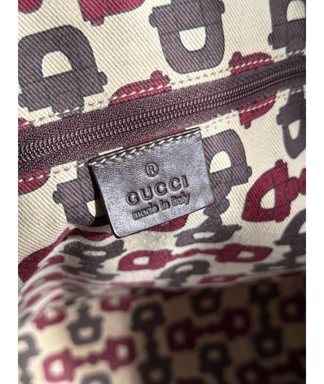 GUCCI Коричневая кожаная сумка тоут, фото 6