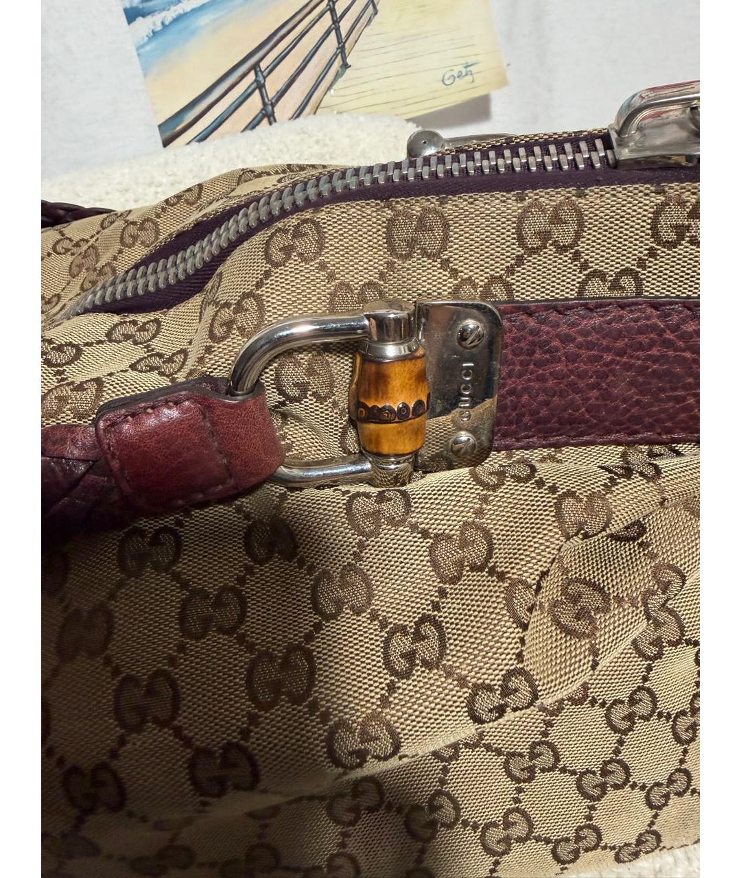 GUCCI Коричневая сумка тоут из канвы, фото 3