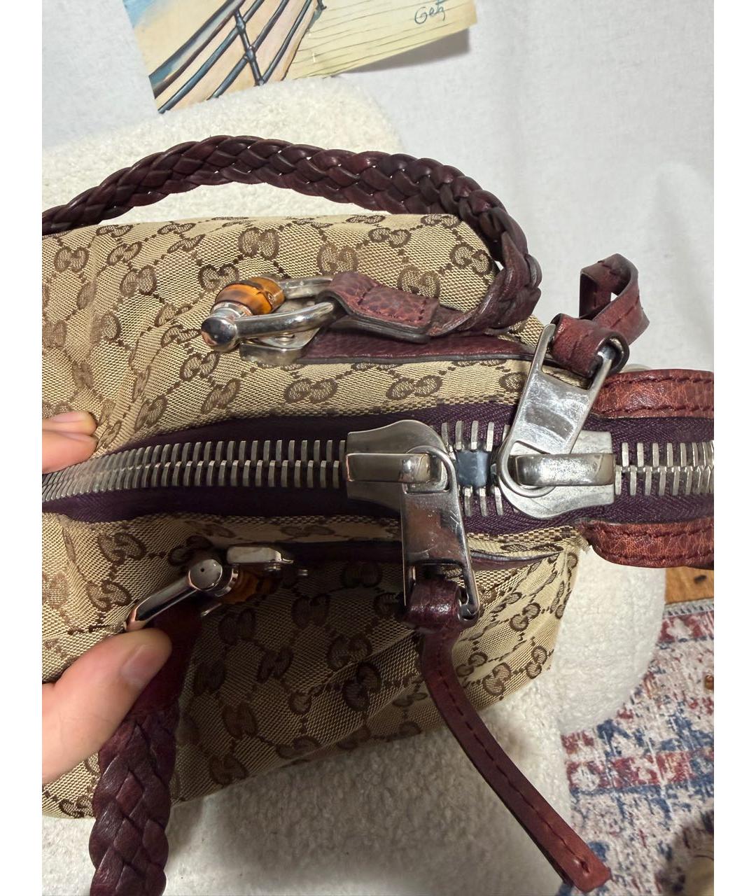 GUCCI Коричневая сумка тоут из канвы, фото 4