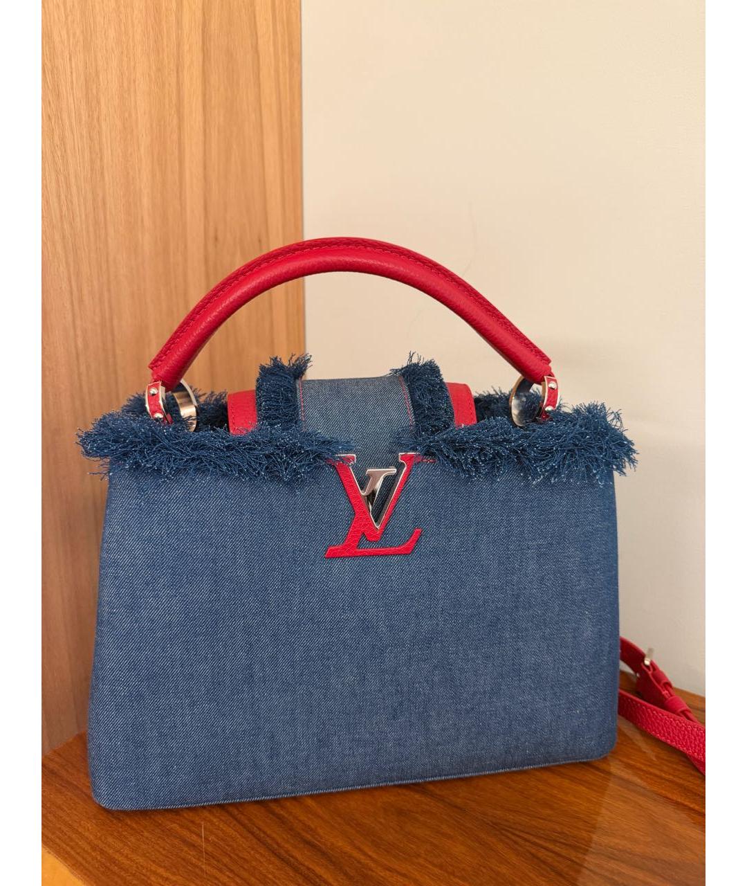 LOUIS VUITTON Синяя деним сумка с короткими ручками, фото 5