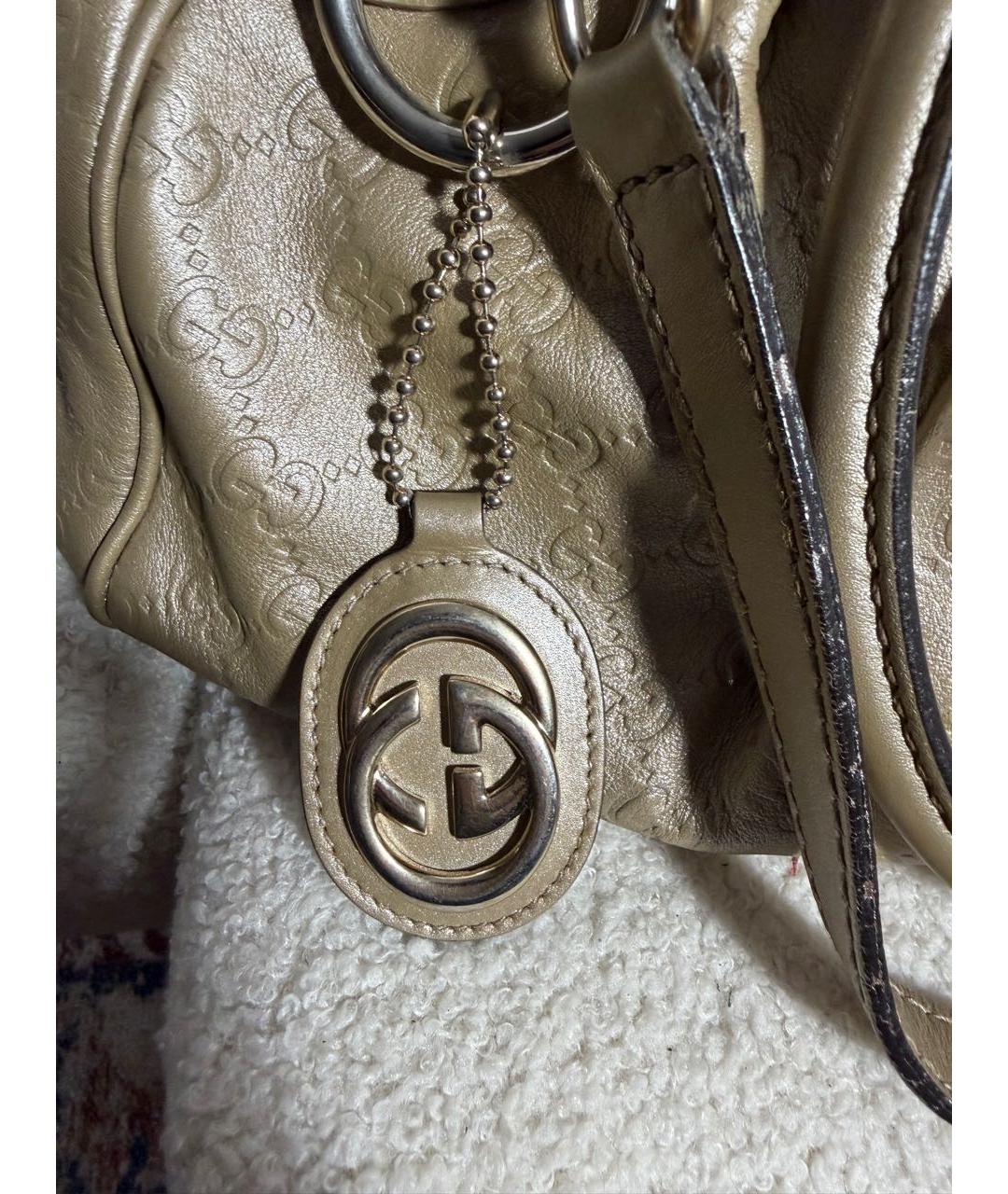 GUCCI Золотая кожаная сумка с короткими ручками, фото 2